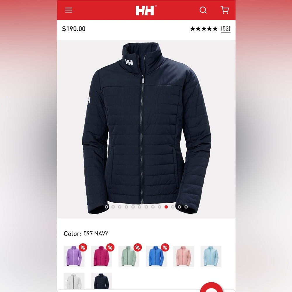 Helly Hansen Women's Crew Insulated 2.0 Puffer Jacket - Navy Size Medium